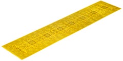 Overdyed Hand-Knotted Wool Modern-Contemporary Yellow Runner 2' 6" x 11' 10"