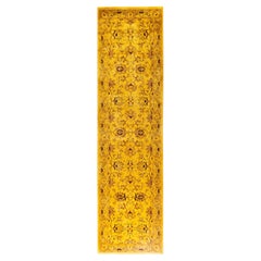 Overdyed Hand-Knotted Wool Modern-Contemporary Yellow Runner 2' 7" x 10' 1"