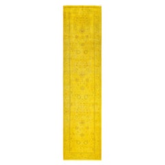 Overdyed Hand-Knotted Wool Modern-Contemporary Yellow Runner 2' 7" x 10' 3"