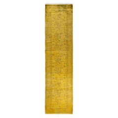 Overdyed Hand-Knotted Wool Modern-Contemporary Yellow Runner 2' 7" x 10' 3"