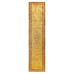Overdyed Hand-Knotted Wool Modern-Contemporary Yellow Runner 2' 7" x 11' 3"