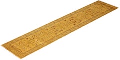Overdyed Hand-Knotted Wool Modern-Contemporary Yellow Runner 2' 7" x 12' 4"
