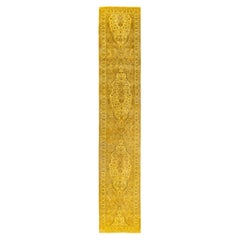 Overdyed Hand-Knotted Wool Modern-Contemporary Yellow Runner 2' 7" x 14' 6"