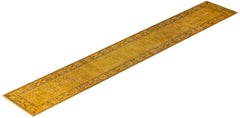 Overdyed Hand-Knotted Wool Modern-Contemporary Yellow Runner 2' 7" x 16' 1"