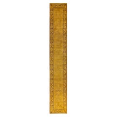 Overdyed Hand-Knotted Wool Modern-Contemporary Yellow Runner 2' 7" x 16' 1"