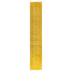 Overdyed Hand-Knotted Wool Modern-Contemporary Yellow Runner 3' 0" x 17' 7"