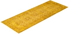 Overdyed Hand-Knotted Wool Modern-Contemporary Yellow Runner 3' 0" x 8' 2"