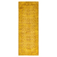 Overdyed Hand-Knotted Wool Modern-Contemporary Yellow Runner 3' 0" x 8' 2"