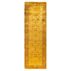 Overdyed Hand-Knotted Wool Modern-Contemporary Yellow Runner 3' 2" x 9' 10"