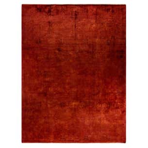 Overdyed Hand Knotted Wool Orange Area Rug For Sale at 1stDibs