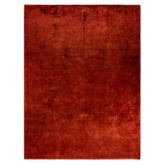 Overdyed Hand Knotted Wool Orange Area Rug