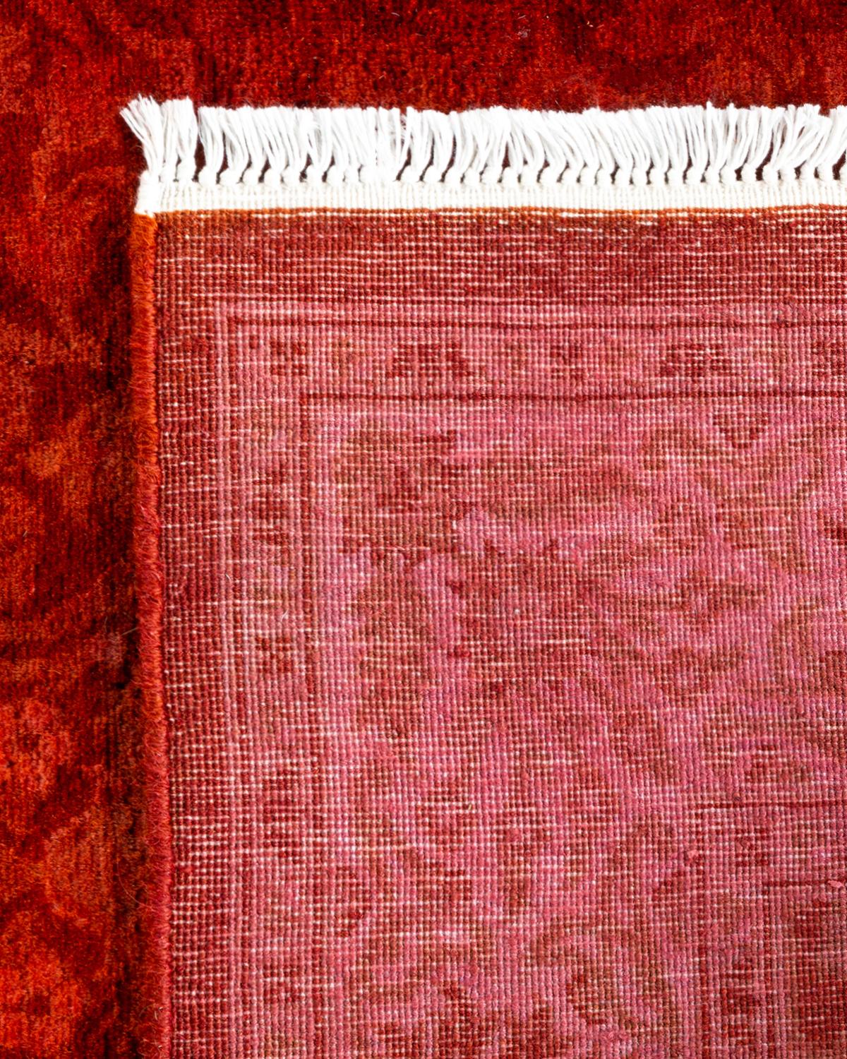 XXIe siècle et contemporain Chemin de table en laine surteinte nouée à la main orange en vente