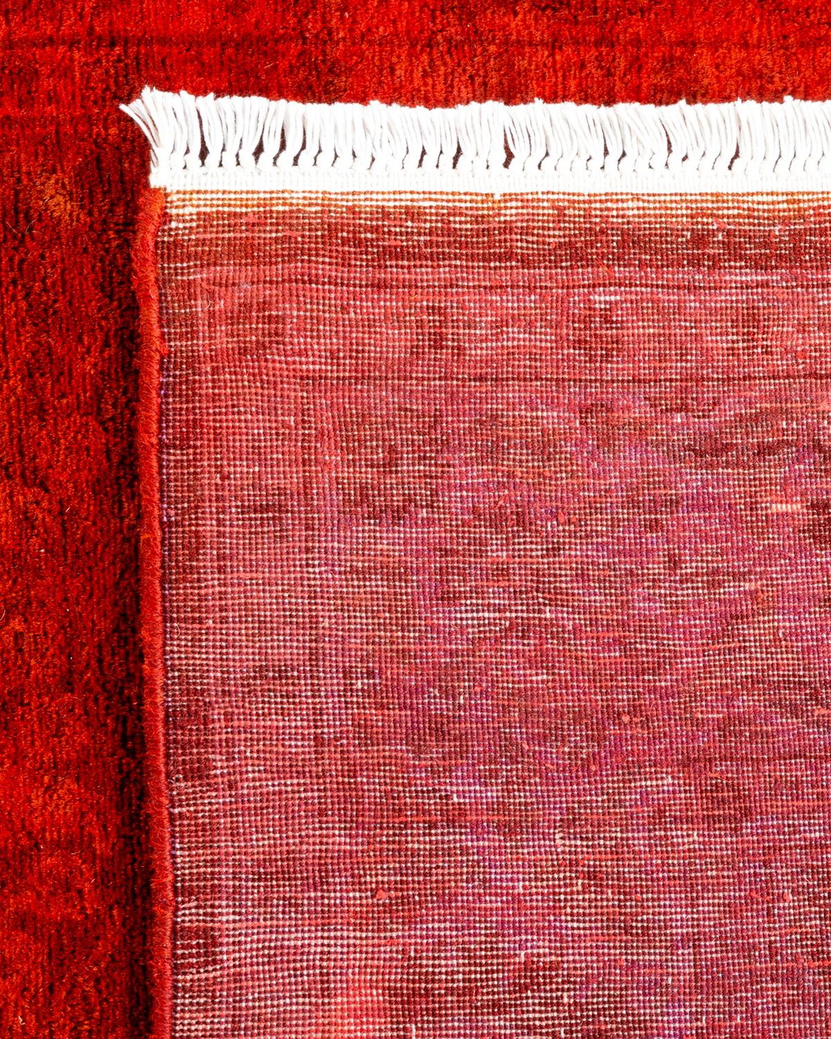 XXIe siècle et contemporain Chemin de table en laine surteinte nouée à la main orange en vente