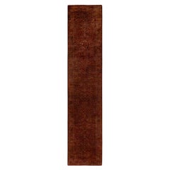 Overdyed Hand Knotted Wool Brown Runner