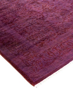 Overdyed Hand Knotted Wool Pink Area Rug