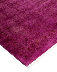 Overdyed Hand Knotted Wool Pink Area Rug