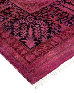 Overdyed Hand Knotted Wool Pink Area Rug
