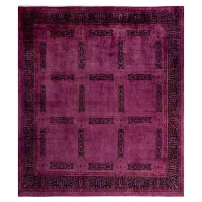 Overdyed Hand Knotted Wool Pink Area Rug For Sale at 1stDibs