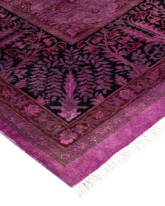 Overdyed Hand Knotted Wool Purple Area Rug