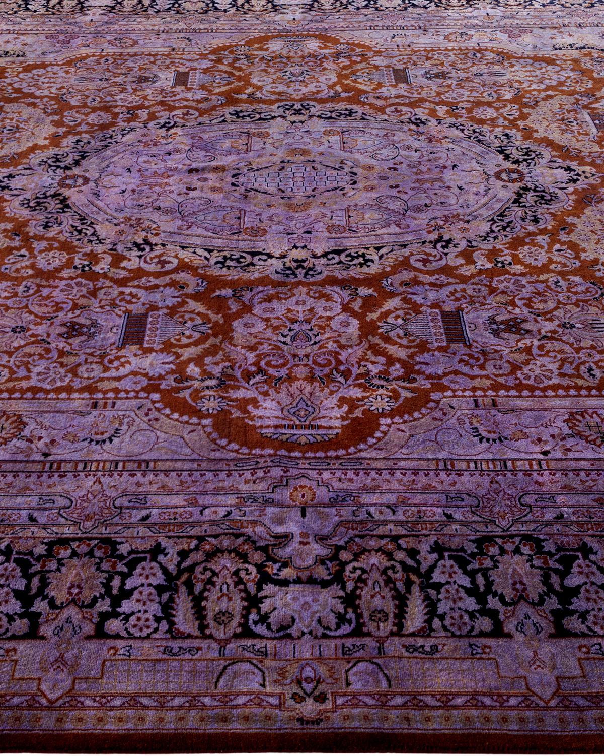 Overdyed Hand Knotted Wool Purple Area Rug In New Condition For Sale In Norwalk, CT