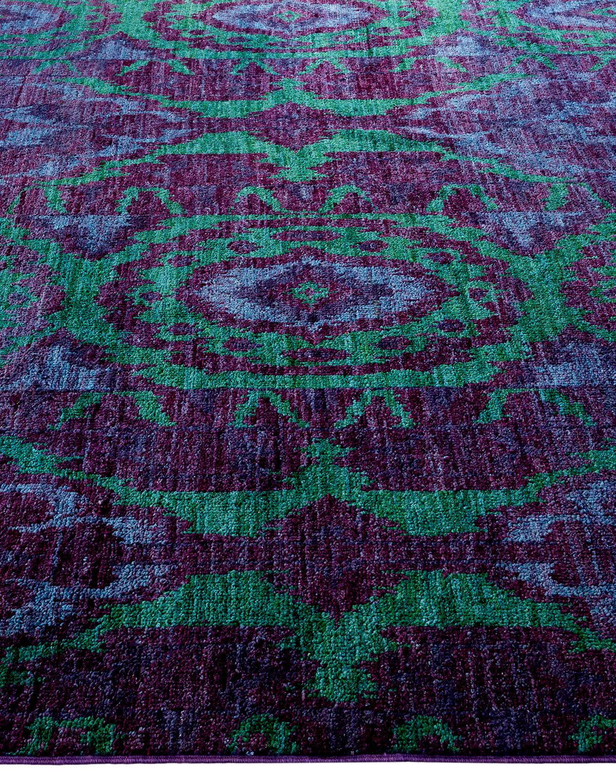 Overdyed Hand Knotted Wool Purple Area Rug In New Condition In Norwalk, CT