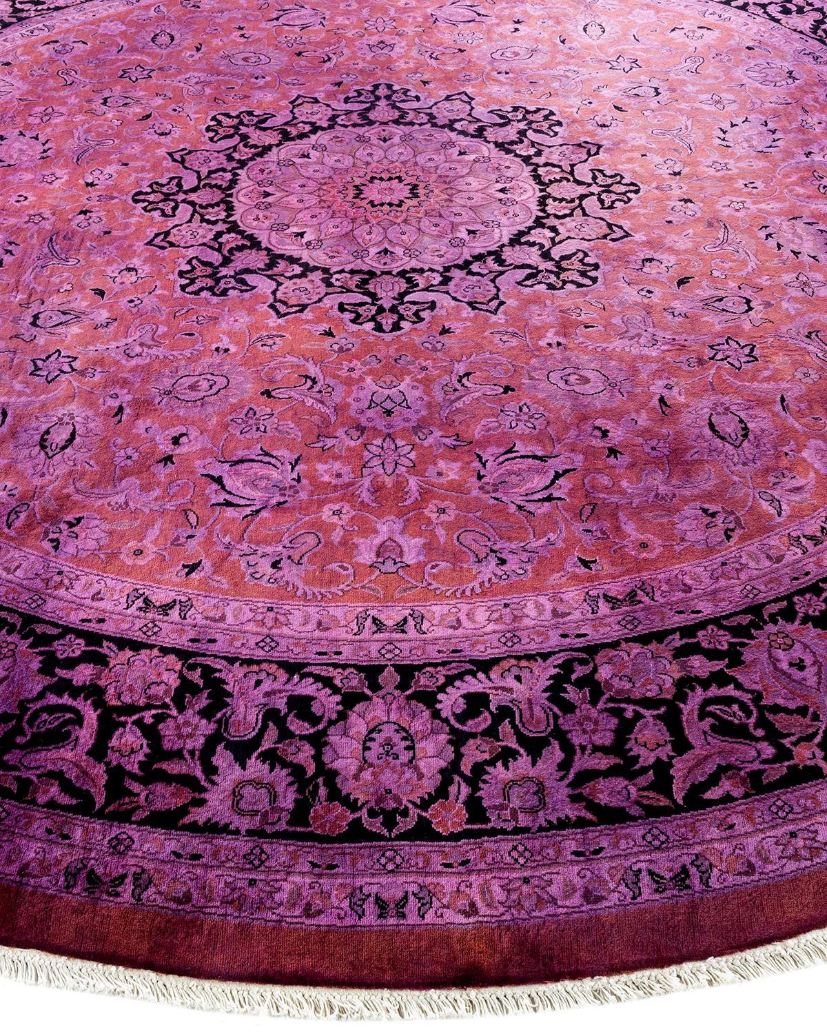Overdyed Hand Knotted Wool Purple Area Rug In New Condition In Norwalk, CT