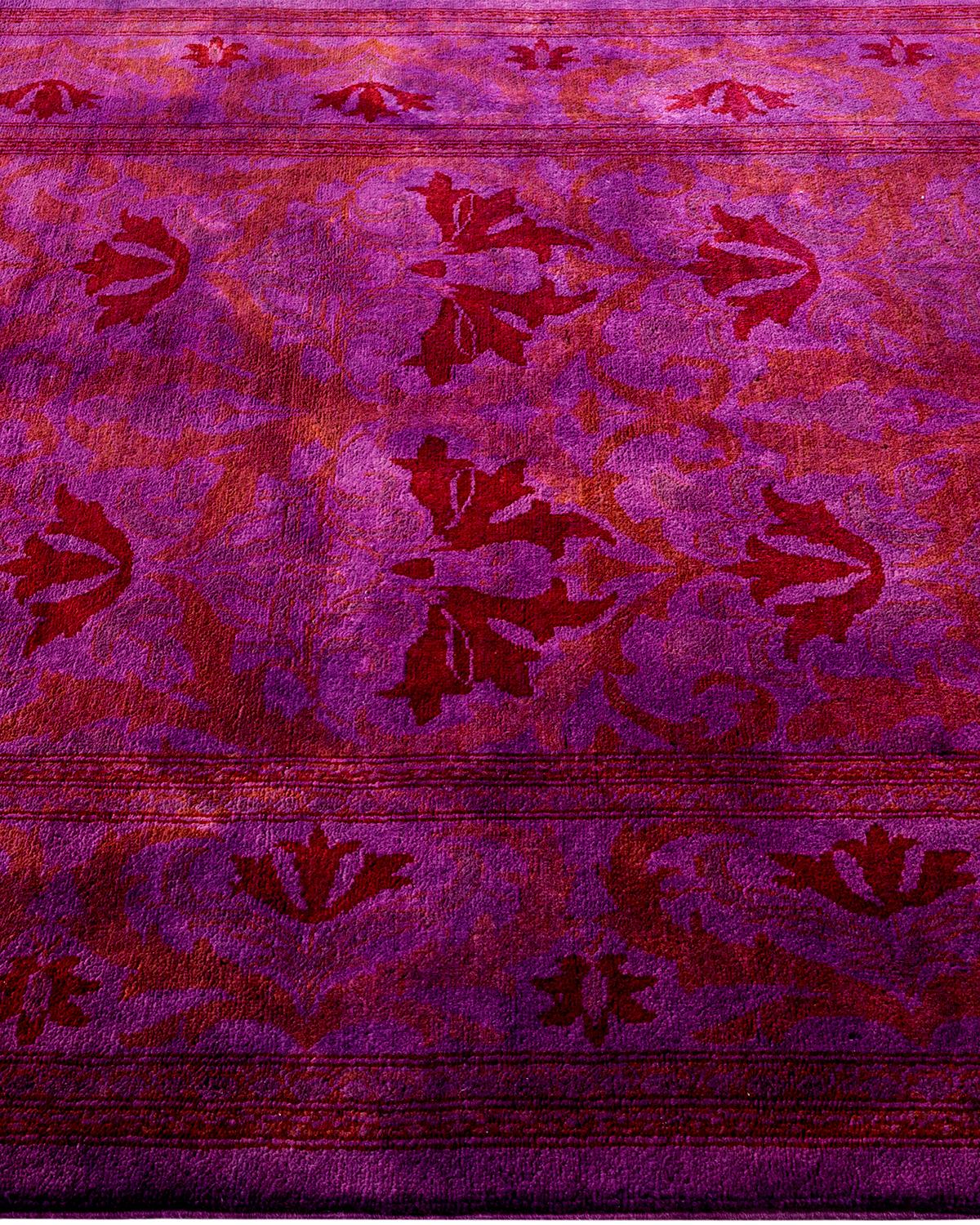 Overdyed Hand Knotted Wool Purple Area Rug In New Condition For Sale In Norwalk, CT