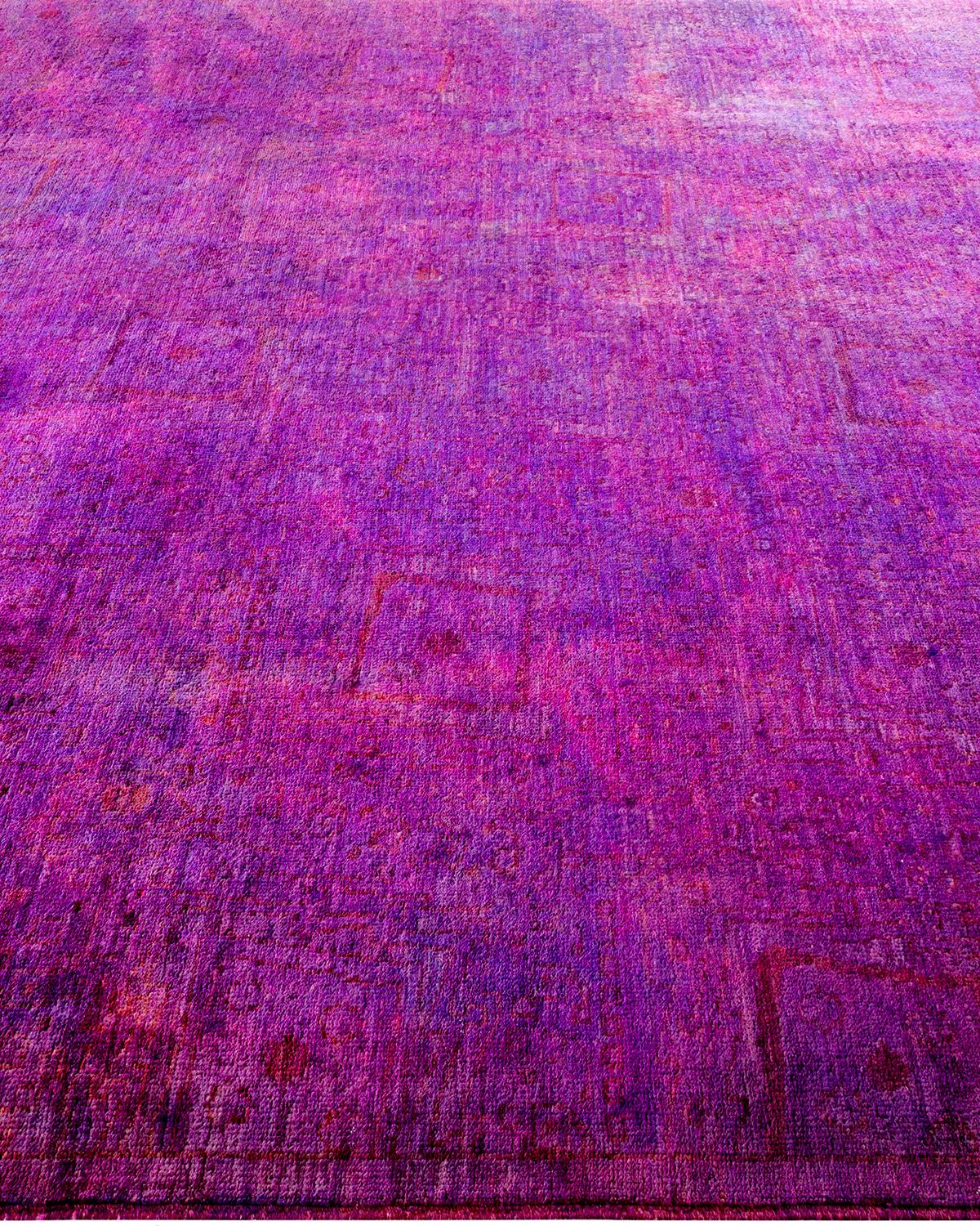 Overdyed Hand Knotted Wool Purple Area Rug In New Condition For Sale In Norwalk, CT