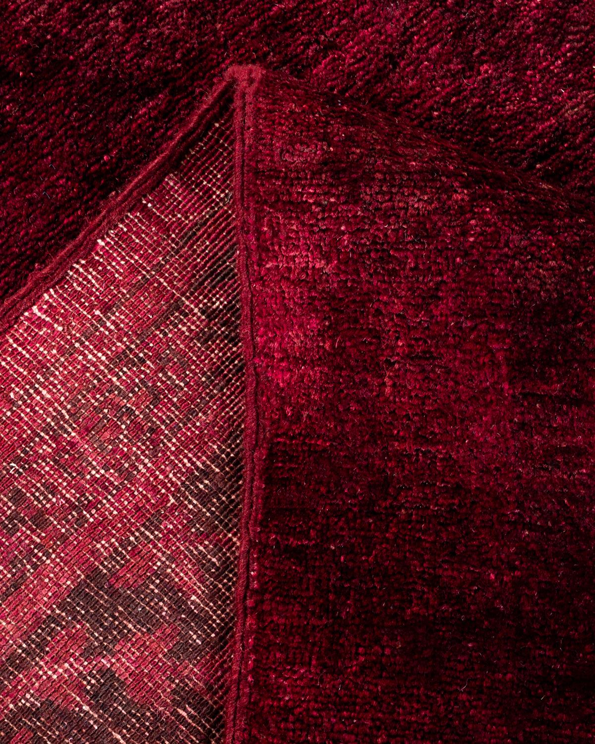 Lana Tappeto da giardino Overdyed in lana viola annodato a mano in vendita
