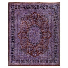 Overdyed Hand Knotted Wool Purple Area Rug