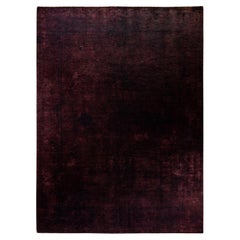 Overdyed Hand Knotted Wool Purple Area Rug