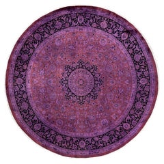 Overdyed Hand Knotted Wool Purple Area Rug