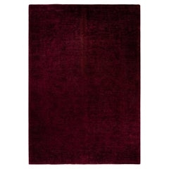 Overdyed Hand Knotted Wool Purple Area Rug