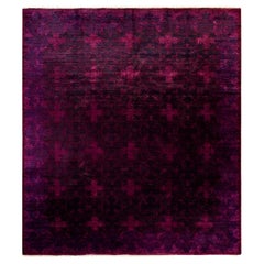 Overdyed Hand Knotted Wool Purple Area Rug