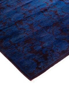 Overdyed Hand Knotted Wool Purple Runner