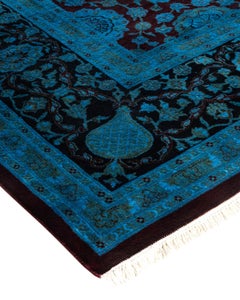 Overdyed Hand Knotted Wool Red Area Rug