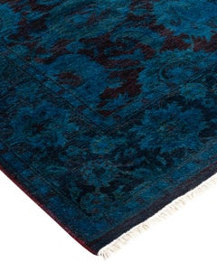 Overdyed Hand Knotted Wool Red Area Rug