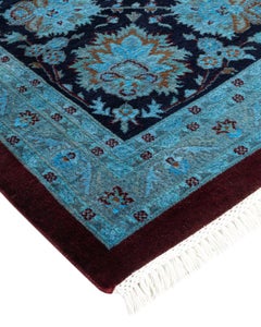 Overdyed Hand Knotted Wool Red Area Rug
