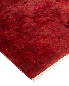 Overdyed Hand Knotted Wool Red Area Rug