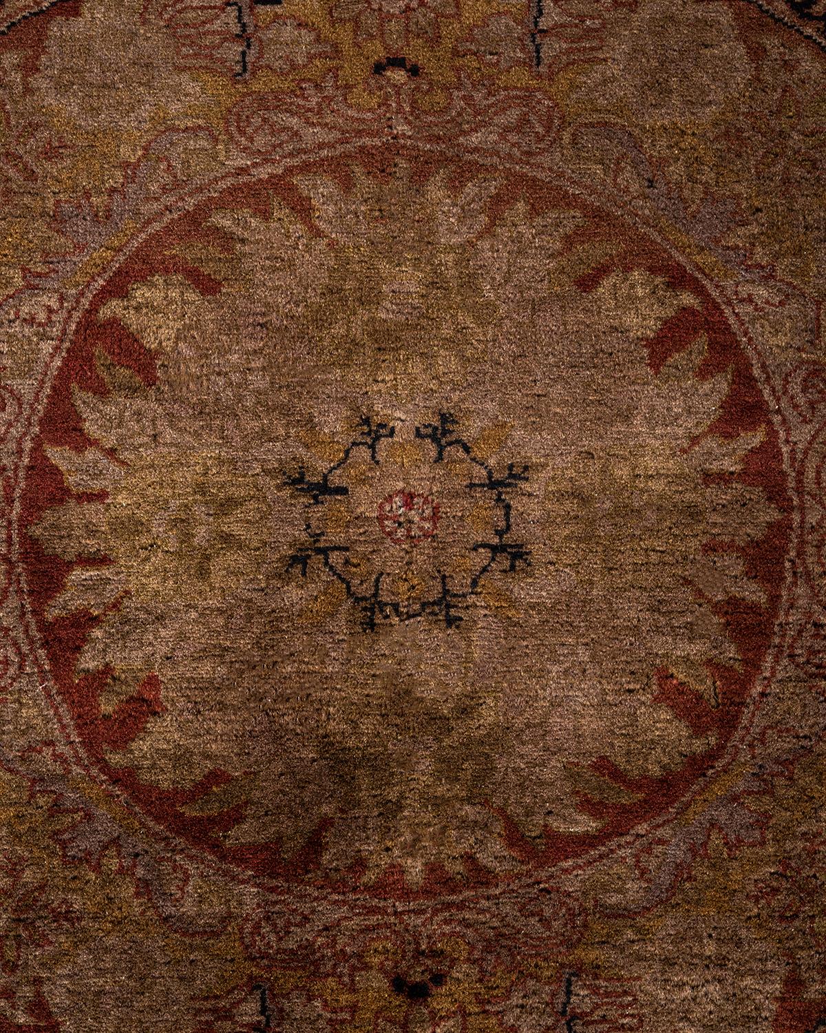Pakistani Overdyed Hand Knotted Wool Red Area Rug For Sale