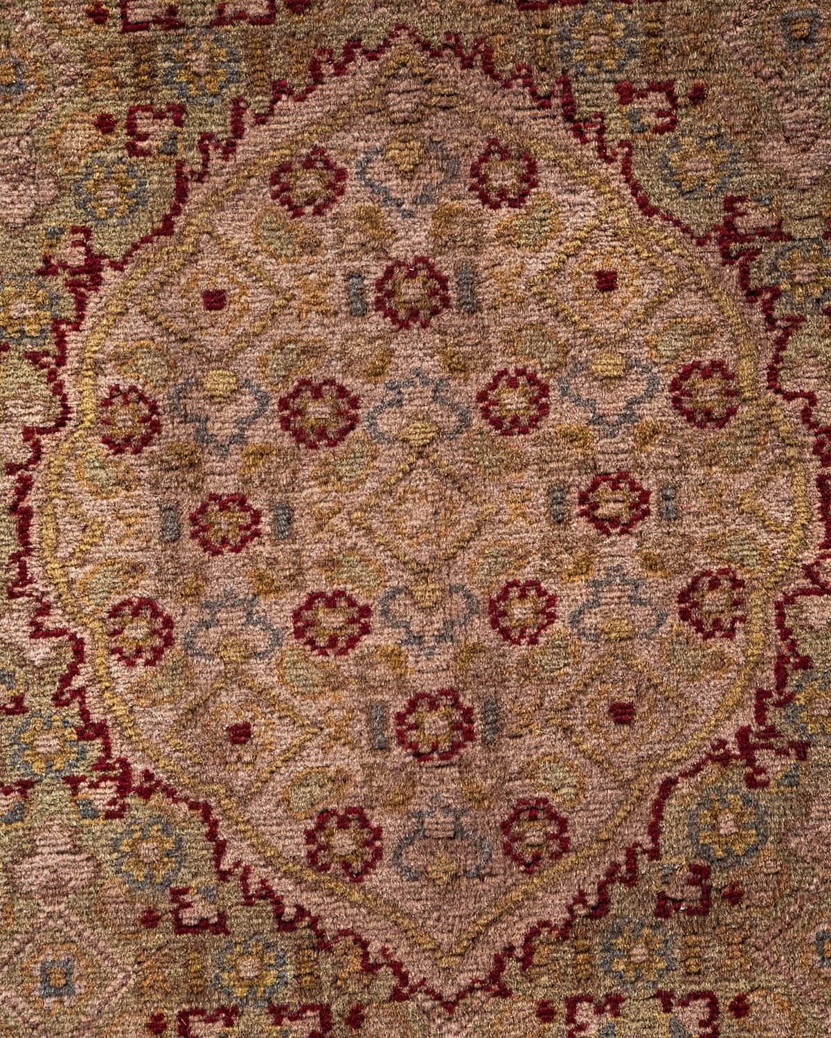 Pakistani Overdyed Hand Knotted Wool Red Area Rug For Sale