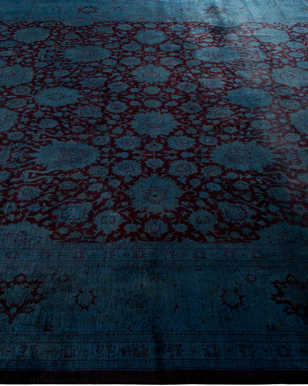 Overdyed Hand Knotted Wool Red Area Rug In New Condition For Sale In Norwalk, CT