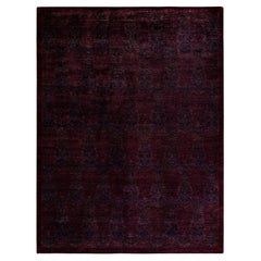 Overdyed Hand Knotted Wool Red Area Rug