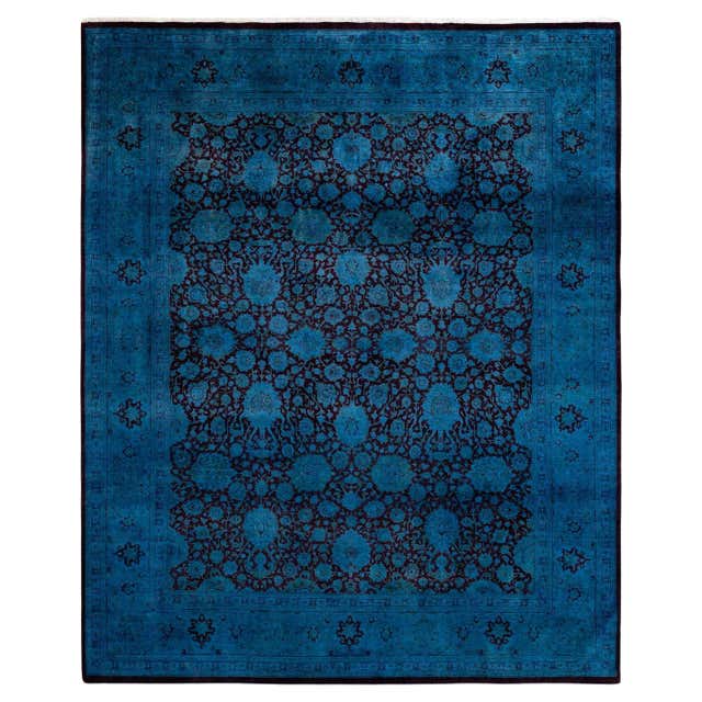 Overdyed Hand Knotted Wool Red Area Rug For Sale at 1stDibs