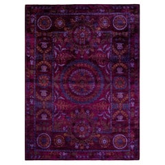Overdyed Hand Knotted Wool Red Area Rug
