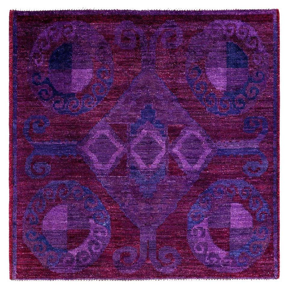 Fleur Red Hand-knotted Shape Rug by Knots Rugs For Sale at 1stDibs