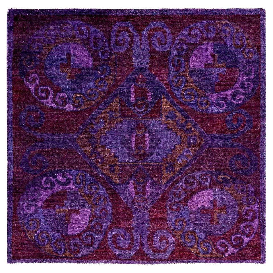 Fleur Red Hand-knotted Shape Rug by Knots Rugs For Sale at 1stDibs