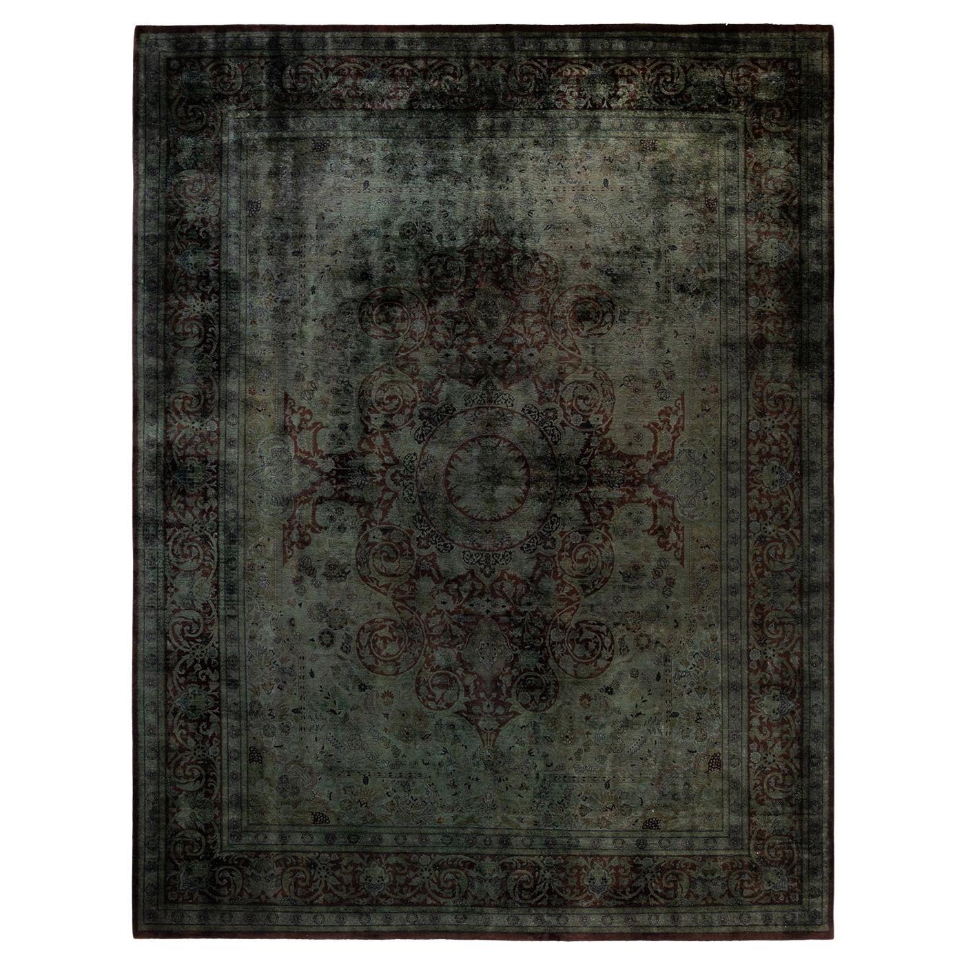 Overdyed Hand Knotted Wool Red Area Rug