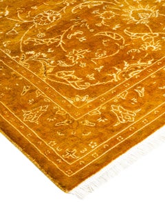 Overdyed Hand Knotted Wool Yellow Area Rug