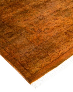 Overdyed Hand Knotted Wool Yellow Area Rug